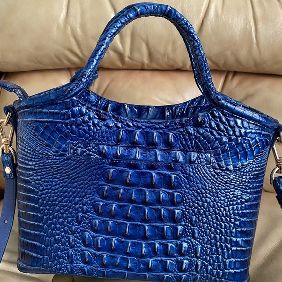 Brahmin Woven LEATHER Vista Blue Eldorado Elaine Bag Croc Tassel Charm - Picture 4 of 14